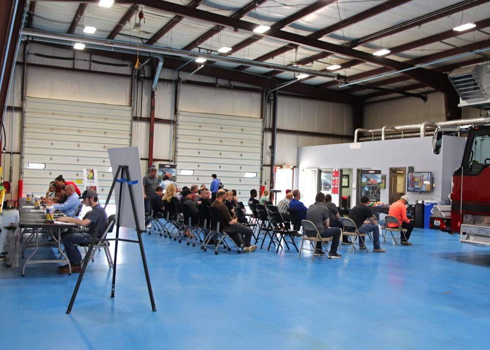 Job applicants gathered last week at the Pierce Manufacturing facility in Fox Crossing to interview for about 200 new positions that are being created to staff expansions at the company's Neenah and Fox Crossing manufacturing plants.