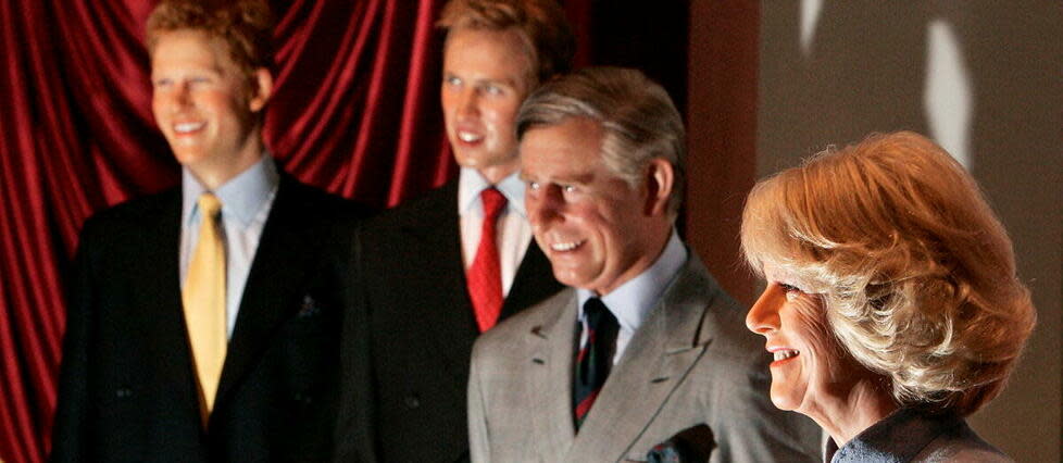 En 2007, le musée Madame Tussauds révélait les nouvelles statues de Charles, Camilla, William et Harry.  - Credit:SHAUN CURRY / AFP