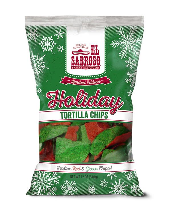 green bag of red and green tortilla chips