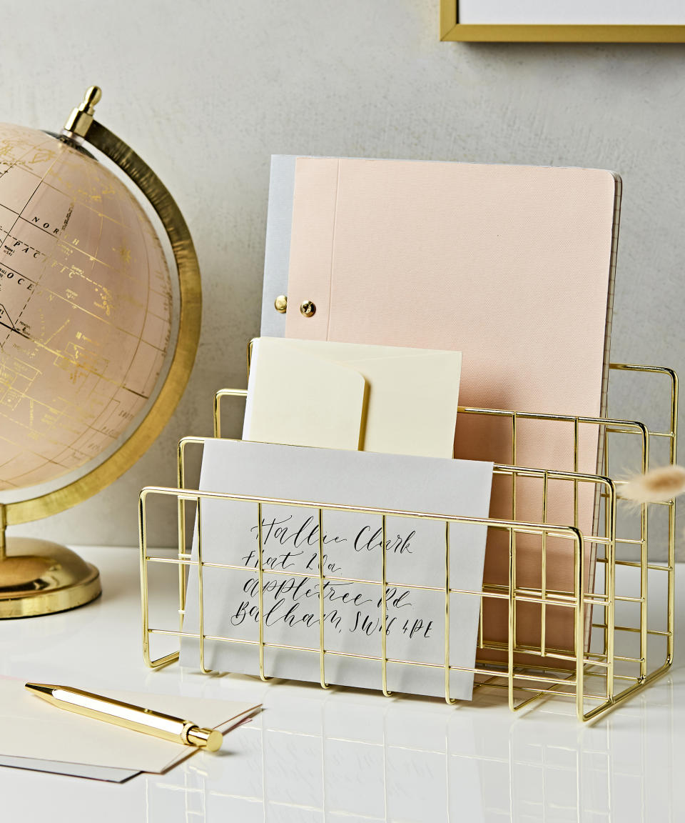 Go glam with a gold letter rack