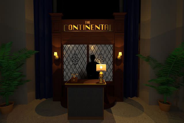 <p>Peacock</p> The concierge desk inside The Continental pop up bar.