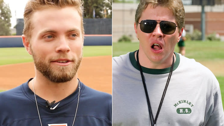 New York Mets draft pick Tommy Wilson (left) is the son of “Back to the Future” star Thomas F. Wilson. (Youtube/Getty Images)