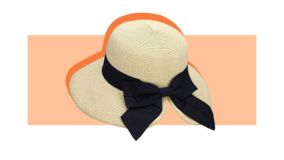 We love the bow at the back of this straw hat.