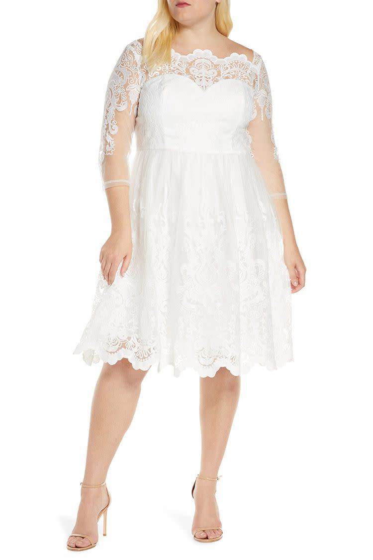 Chi Chi London Curve Flora Embroidered Tulle Dress