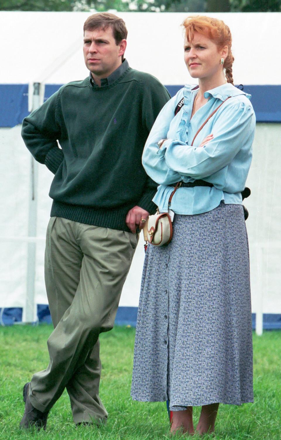 Prince Andrew, Duke of York, and Sarah, Duchess of York, at The Royal Windsor Horse Show, on May 14, 1994 in Windsor, United Kingdom