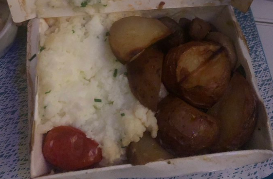 WestJet served a meal of potatoes with more potato: Twitter/@Breakage