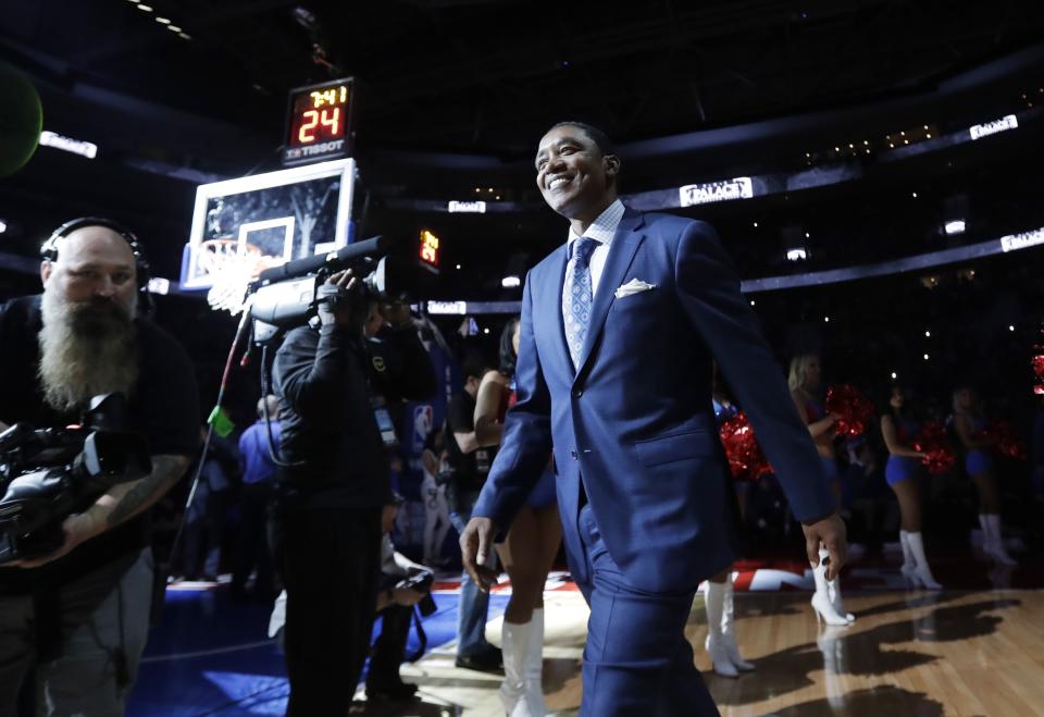 Isiah Thomas has been friends with the late Aretha Franklin since the 1980s when he was drafted by the Detroit Pistons. Thomas will give a speech at Franklin’s funeral this Friday. (AP Photo/Carlos Osorio)