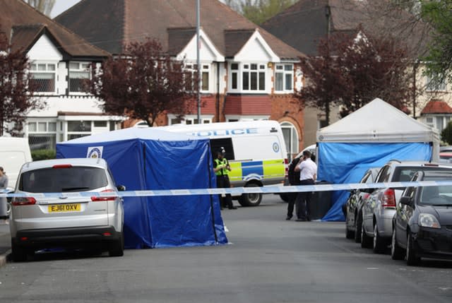 A police cordon on Church Road in Erdington, Birmingham 