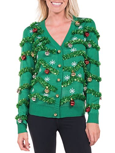 Gaudy Garland Ugly Christmas Sweater Cardigan