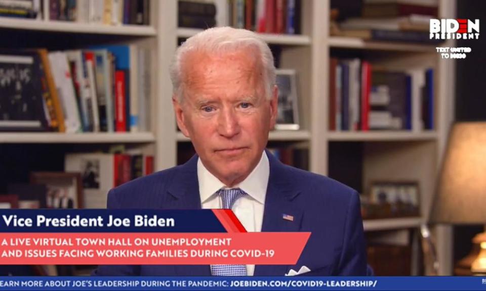 From a makeshift TV studio in the basement of his Delaware home, Biden connects with voters by internet live streams and TV appearances.