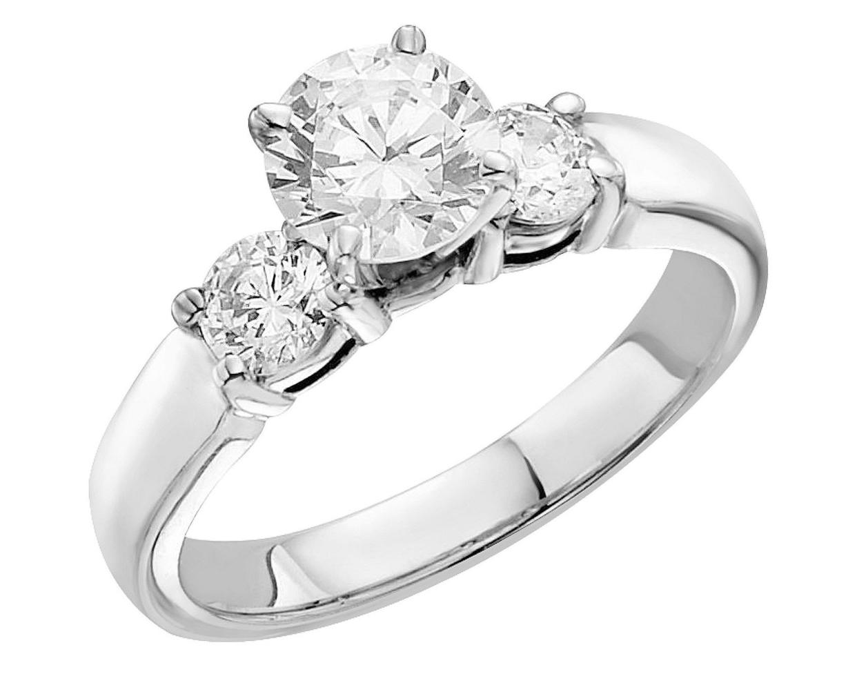 1.00 CT.T.W. Three Stone Engagement Ring in 14K White Gold