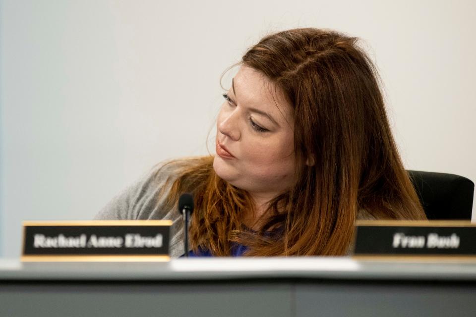 MNPS Board of Education Chair Rachael Anne Elrod looks on during a meeting on March 26, 2019.