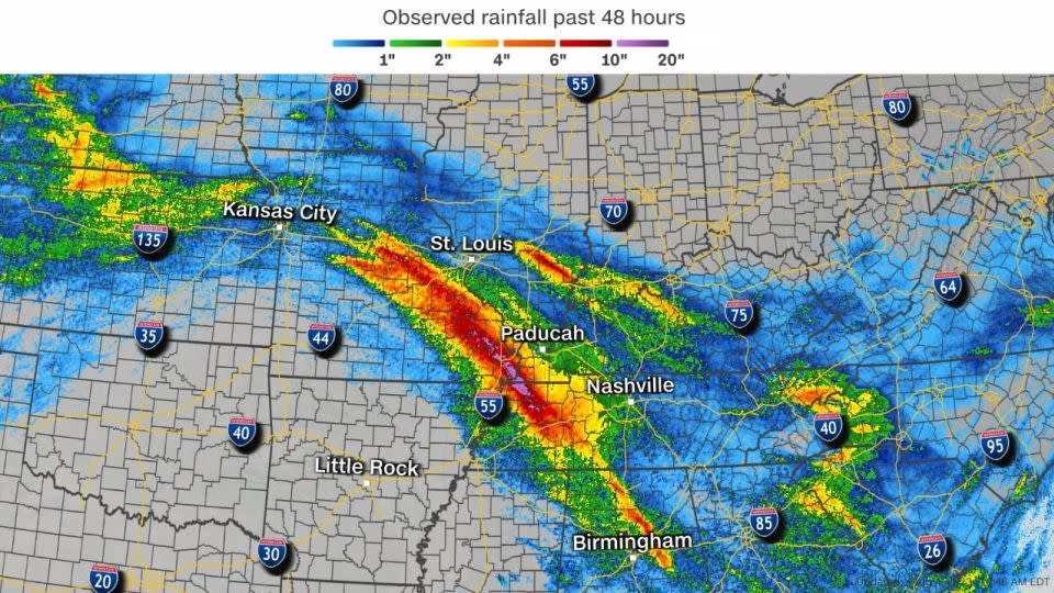 Rainfall totals as of Friday morning.