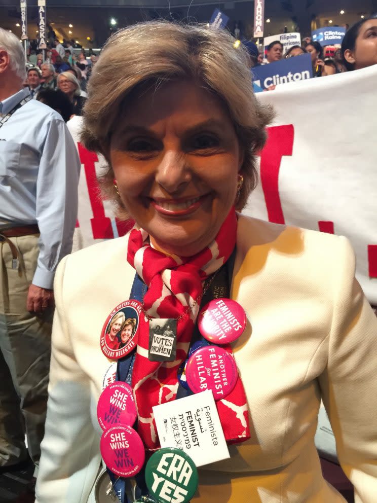 Attorney Gloria Allred on the floor at the Democratic National Convention. (Photo: Hunter Walker for Yahoo News)