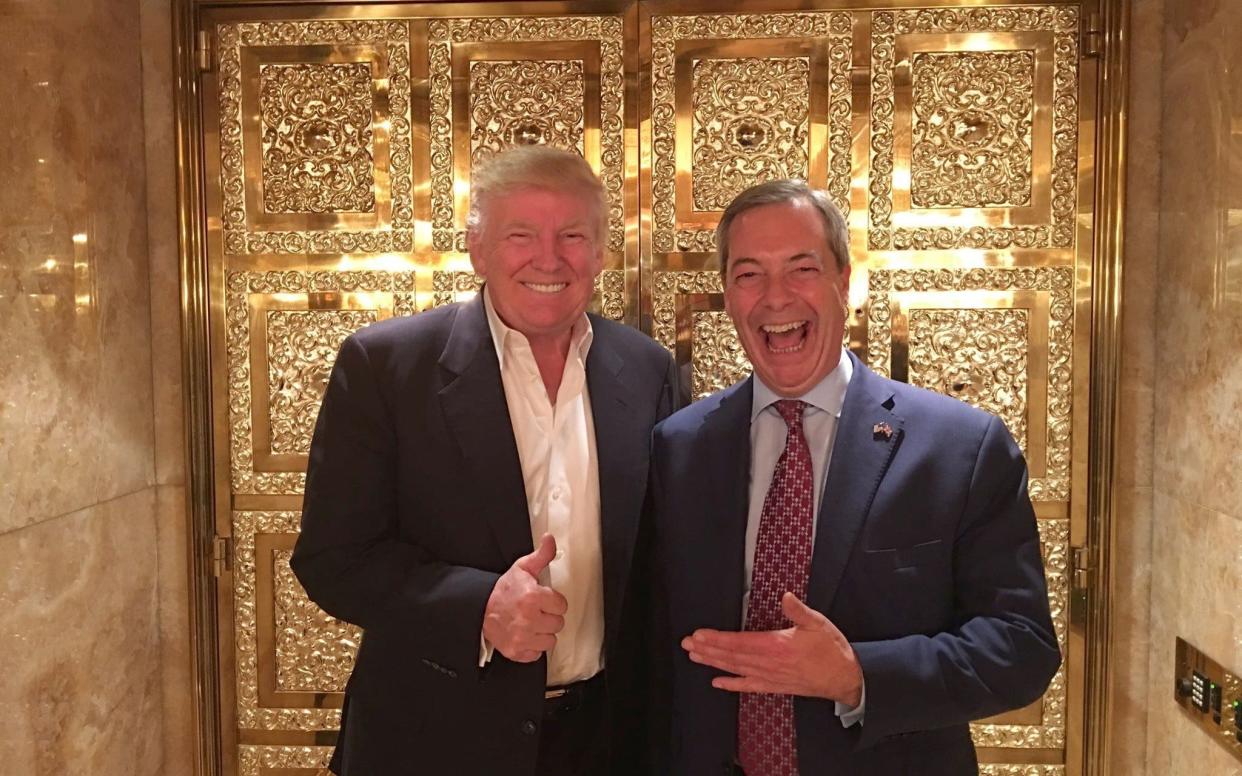 Nigel Farage appeared disappointed by Donald Trump