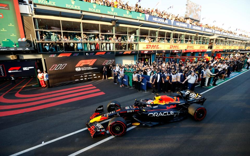 Verstappen won after being led to the finish line by the safety car - Reuters/Darrian Traynor