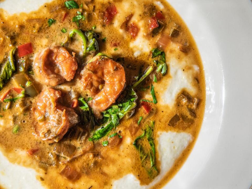 Barbecue shrimp and grits from chef Tanya Holland. | Sarah Crowder