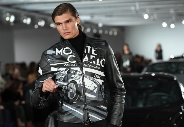 Drawing inspiration from motor racing, Ralph Lauren used lots of leather in the new collection