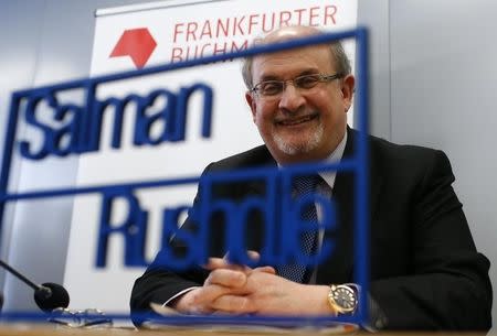 Author Salman Rushdie speaks during the opening news conference of the Frankfurt book fair, Germany October 13, 2015. REUTERS/Ralph Orlowski