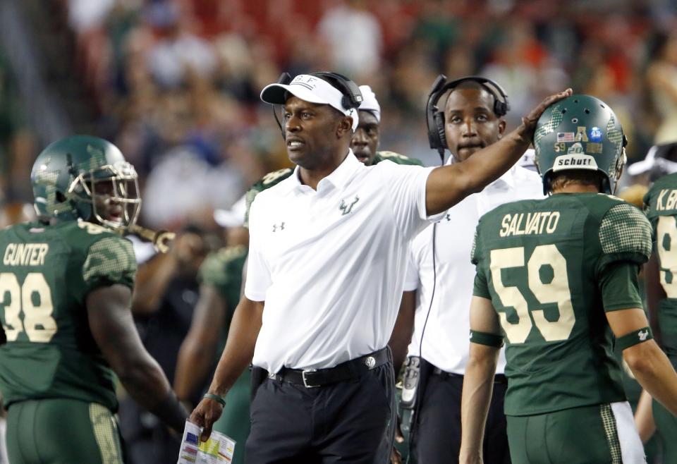 After four seasons at USF, Willie Taggart has landed at Oregon. (Photo by Joseph Garnett Jr. /Getty Images)