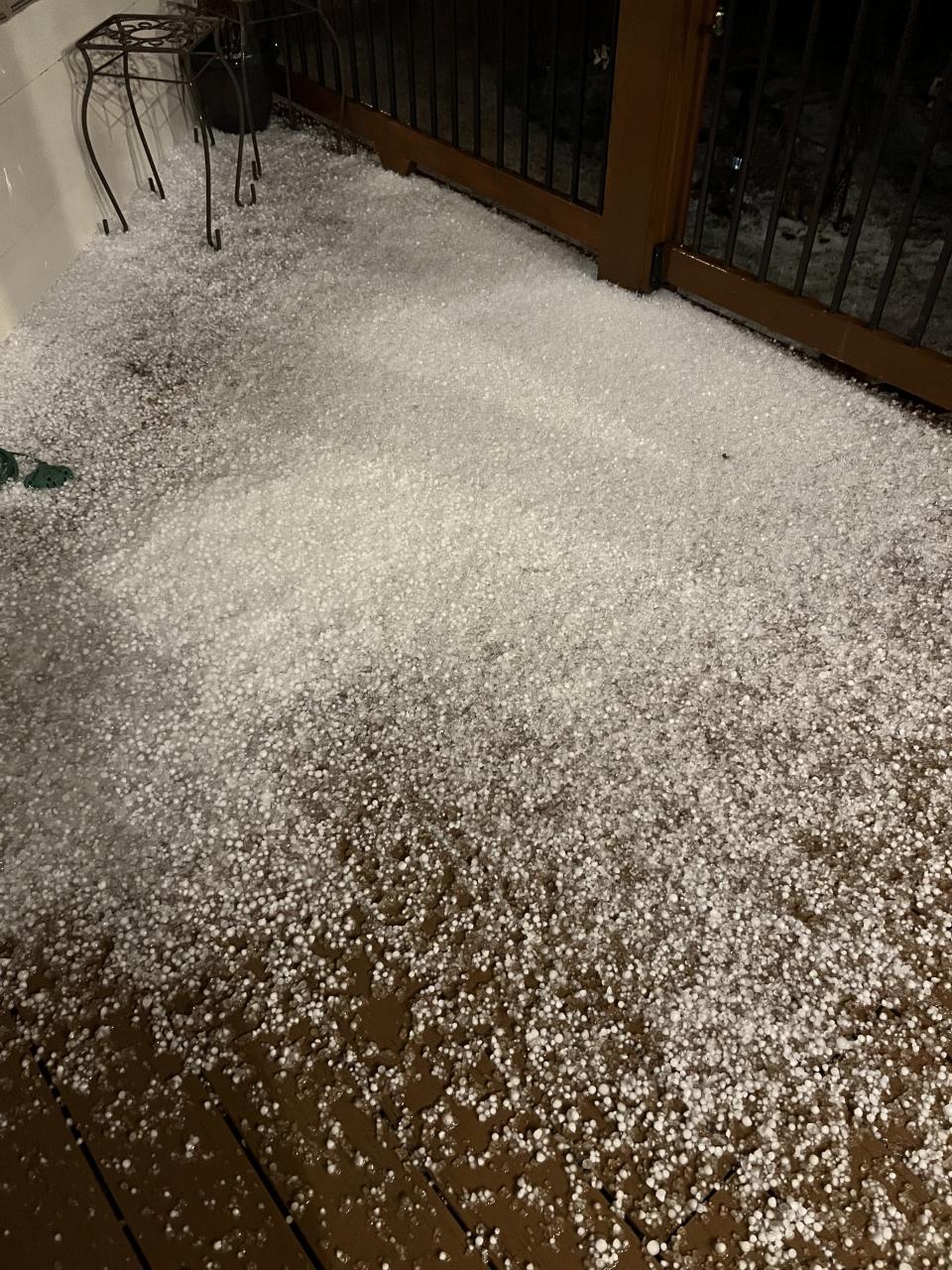 Amanda Weber sent in these photos of hail that fell around 8:15 p.m. near Benton.