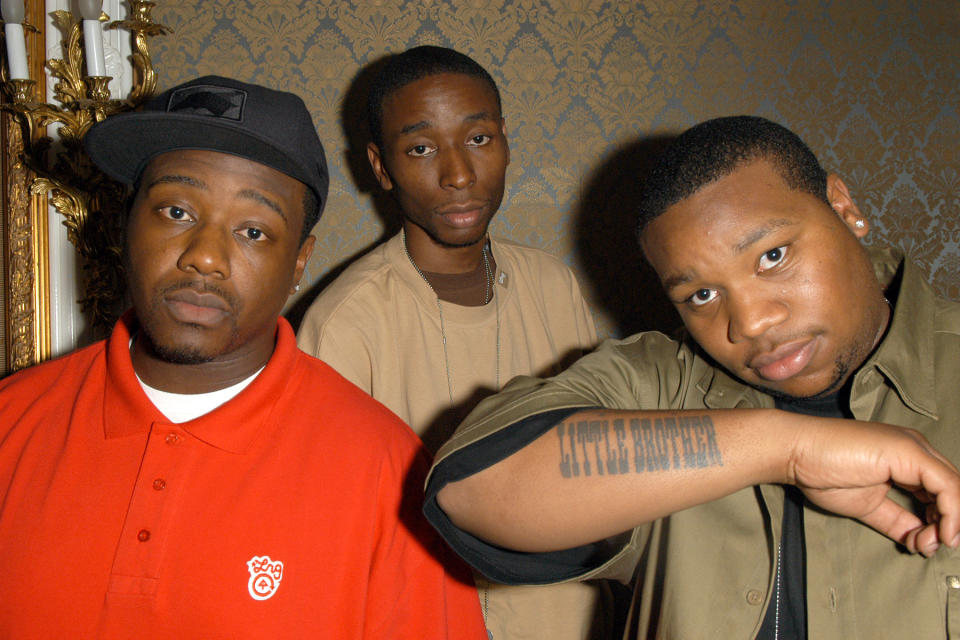 NEW YORK - AUGUST 03:  (L-R) Little Brother members Phonte,  9th Wonder and Big Pooh attend their "The Minstrel Show" album listening party at Studio Dante August 03, 2005 in New York City.  (Photo by Ray Tamarra/Getty Images)