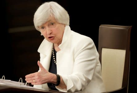 FILE PHOTO: Federal Reserve Chairman Janet Yellen speaks during a news conference after a two-day Federal Open Markets Committee (FOMC) policy meeting, in Washington, U.S., September 20, 2017. REUTERS/Joshua Roberts/File Photo