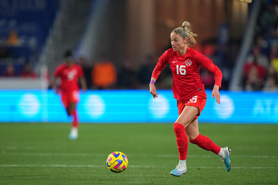 Canada forward Janine Beckie suffered an ACL tear in March. She will miss the Women's World Cup. (Getty)