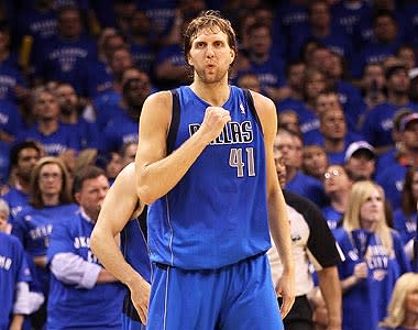 Of the final 17 points the Mavericks scored to send the game into overtime, Dirk Nowitzki had 12. He finished with his second 40-point game of the series