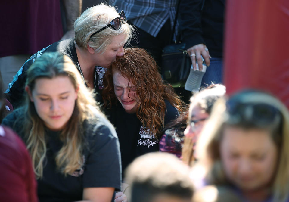 Alyssa Kramer, 16, gets a hug from her mother, Tonja Kramer.&nbsp;