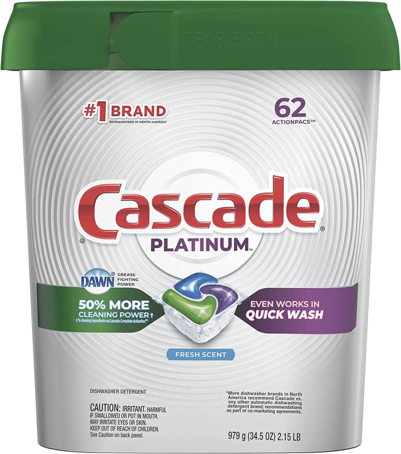 Cascade Platinum Dishwasher Pods, 62-Count