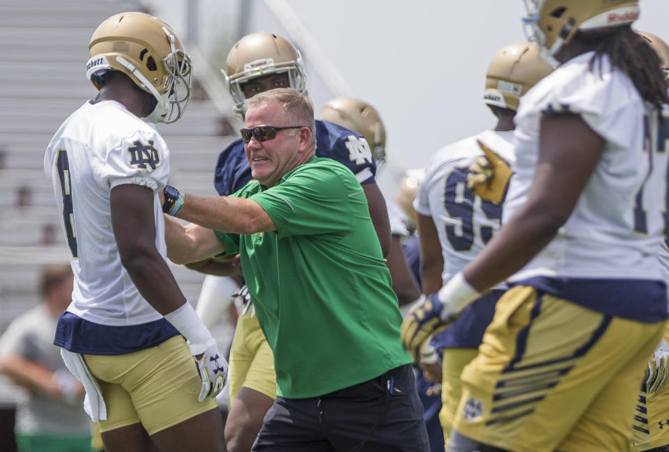 Notre Dame coach Brian Kelly has changed the culture at Notre Dame. Will it pay off with wins this season? (Getty)