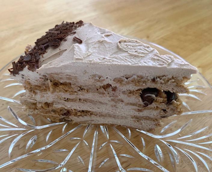 A slice of Ina Garten's mocha icebox cake