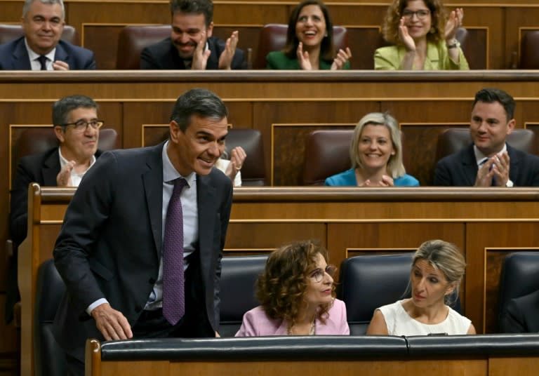 El presidente del gobierno español, Pedro Sánchez, ocupa su escaño en el Congreso de los Diputados, en Madrid, el 30 de mayo de 2024, antes de la votación para la aprobación de la ley de amnistía para los independentistas catalanes (Javier Soriano)