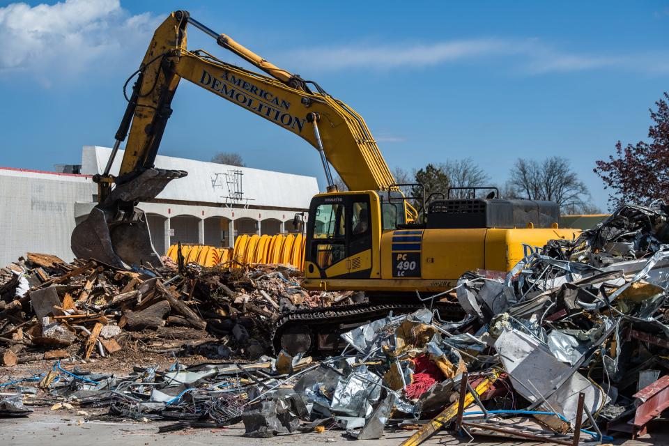 Demolition is underway on the old Kmart to make way for a new King Soopers at Drake Road and College Ave. on Friday, May 5, 2023.