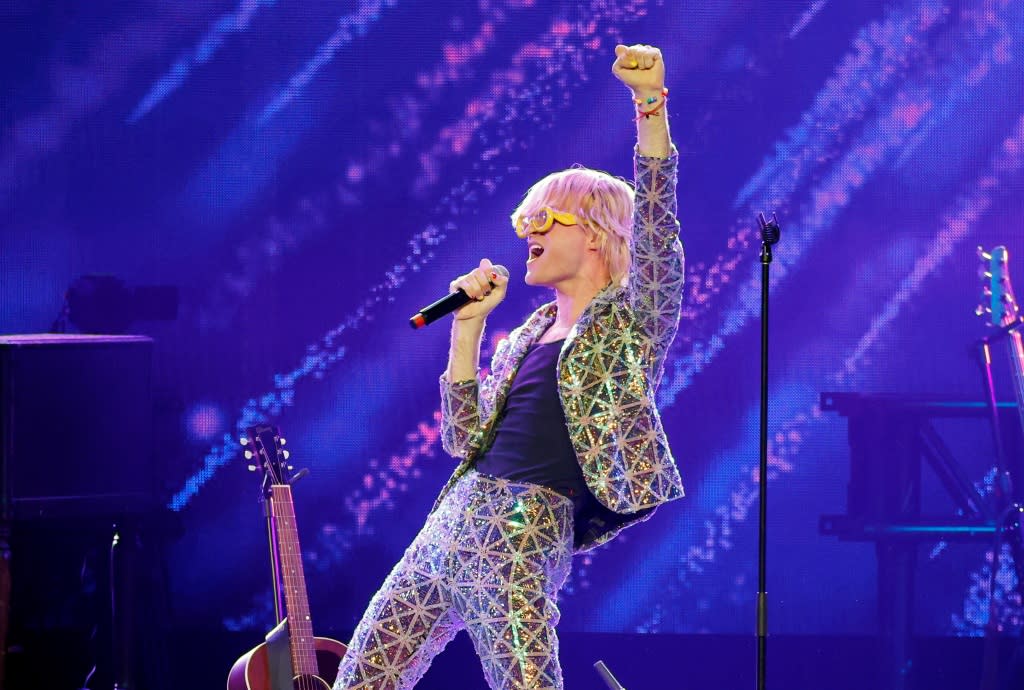 NASHVILLE, TENNESSEE - MARCH 20: Jake Wesley Rogers performs onstage during the Love Rising: Let Freedom Sing (and Dance) A Celebration Of Life, Liberty And The Pursuit Of Happiness show at Bridgestone Arena on March 20, 2023 in Nashville, Tennessee. (Photo by Jason Kempin/Getty Images)