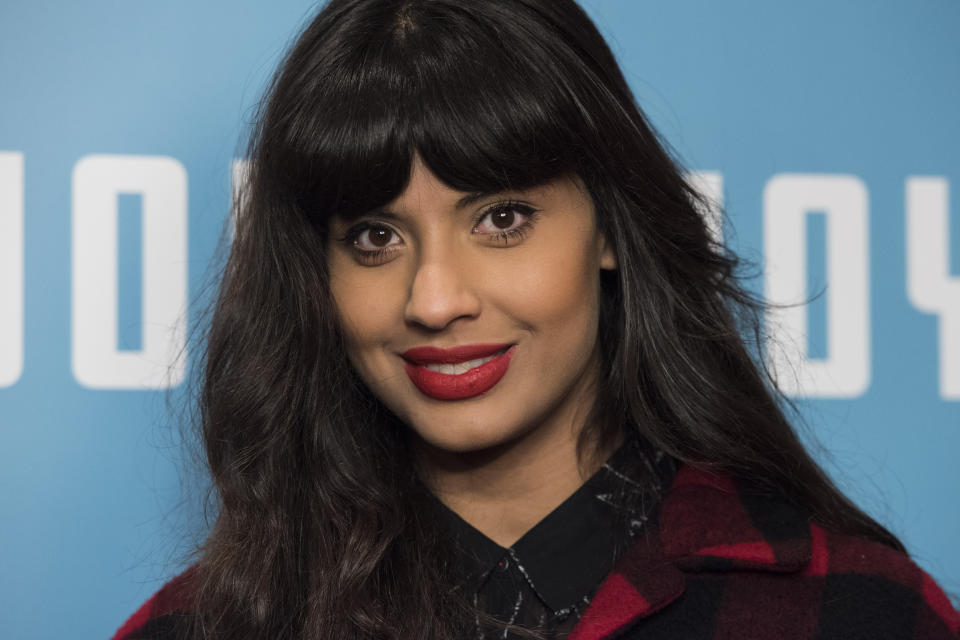 Jameela Jamil attends a special screening of Joy, at the Ham Yard Hotel in London.