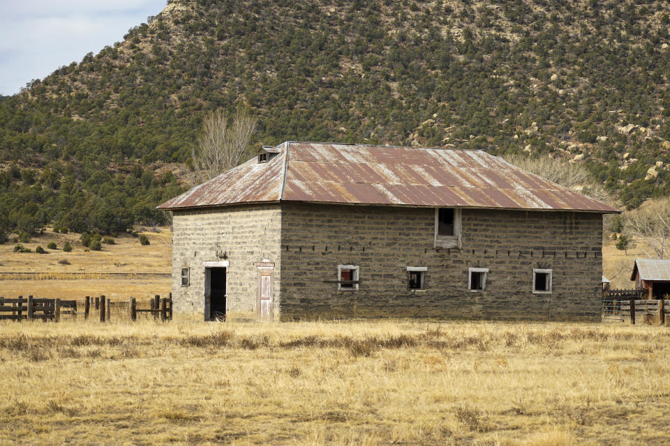 A November 2019 photo provided by Hall and Hall shows the Dawson Elk Valley Ranch in New Mexico, which is on the market for $96 million. The land once was home to the town of Dawson, N.M., the birthplace of Mexican American civil rights icon Dolores Huerta. (Hall and Hall via AP)