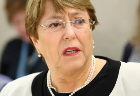 FILE PHOTO: UN High Commissioner for Human Rights Bachelet attends a session of the Human Rights Council in Geneva