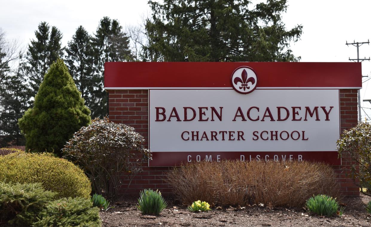 The sign at the entrance for the Baden Academy Charter School.
