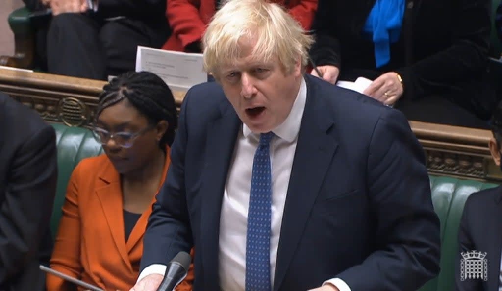 Prime Minister Boris Johnson speaks during Prime Minister’s Questions (House of Commons/PA) (PA Wire)