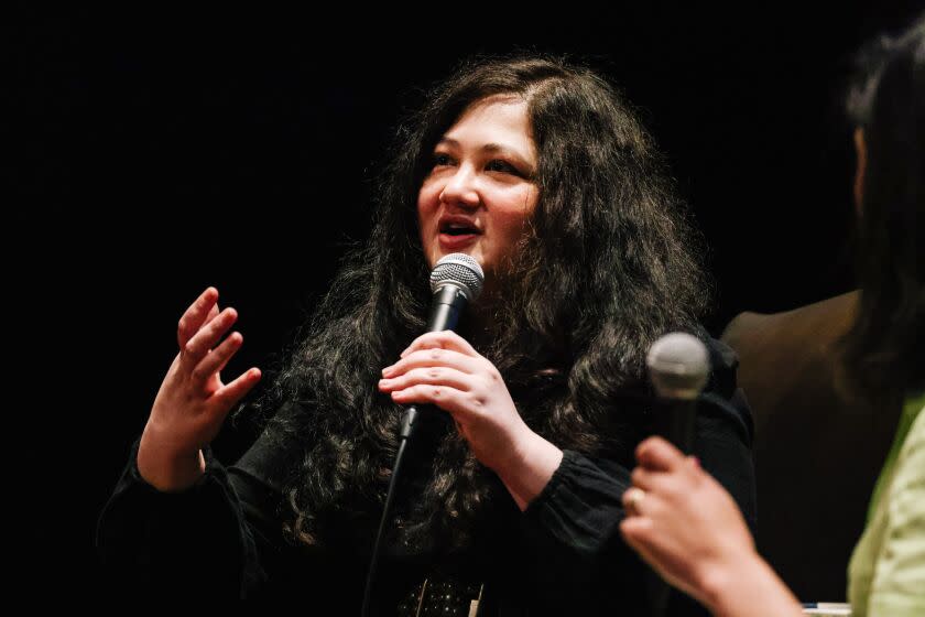 Los Angeles, CA - April 22: Author Gabrielle Zevin speaks about LA bestseller "Tomorrow, and Tomorrow, and Tomorrow"during the 28th Annual Los Angeles Times Festival of Books at the University of Southern California on Saturday, April 22, 2023 in Los Angeles, CA. (Dania Maxwell / Los Angeles Times).