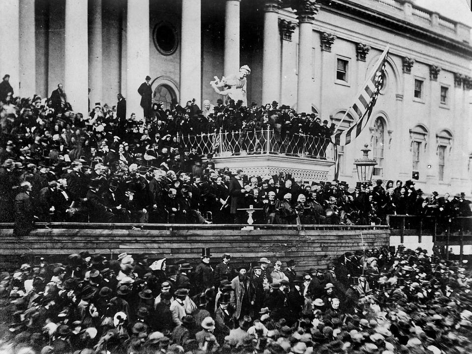 Lincoln during his second inauguration in 1865 (Getty)