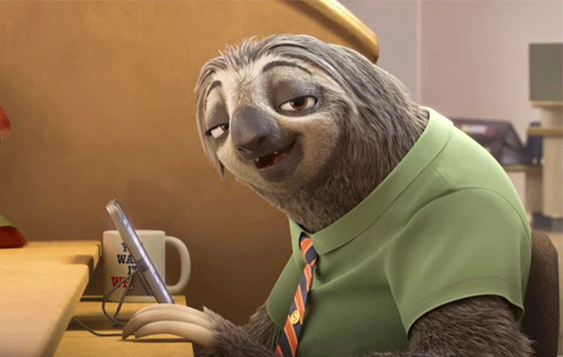 Persi as Flash Slothmore in Disney's Zootopia. Photo: YouTube