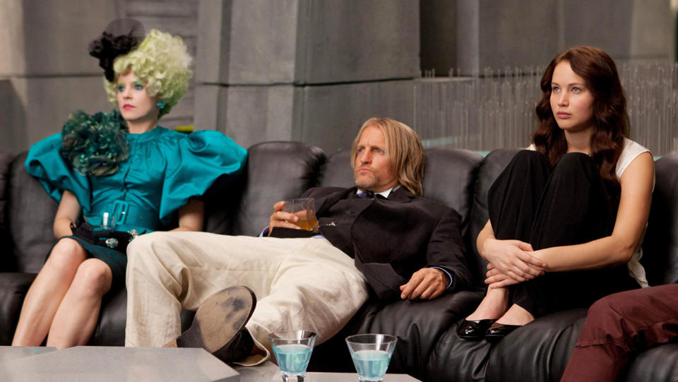 From left: Elizabeth Banks, Woody Harrelson and Jennifer Lawrence in The Hunger Games (2012). - Credit: Lionsgate/Courtesy Everett Collection