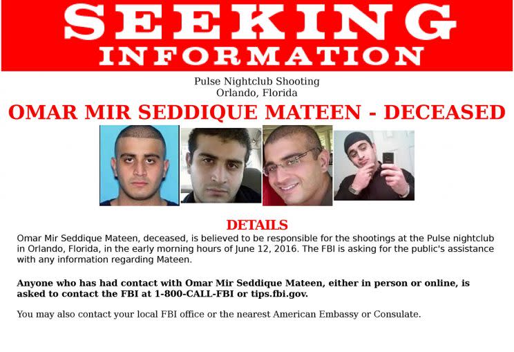 Federal investigators published a poster Wednesday seeking information about Orlando nightclub gunman Omar Mateen. (FBI)