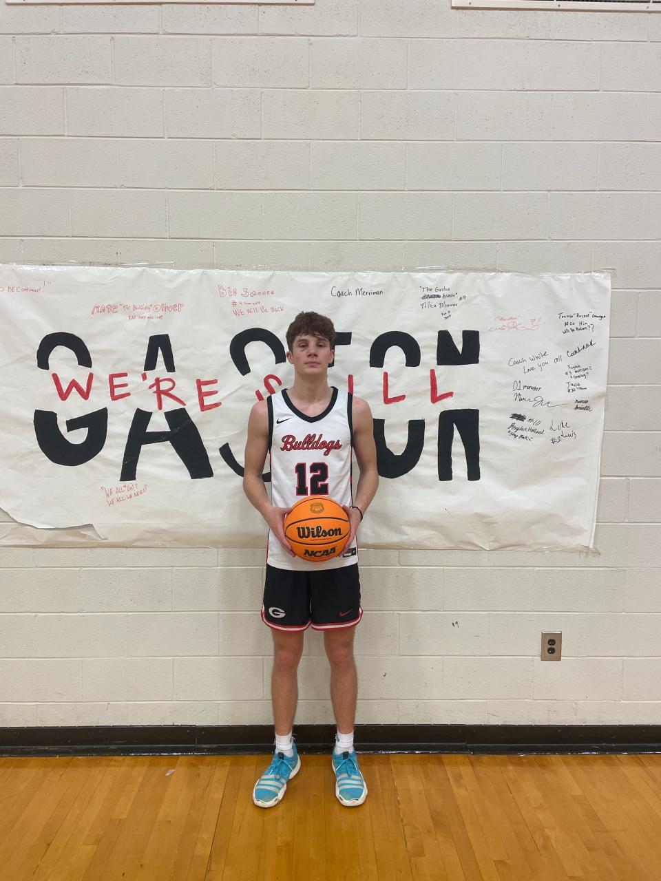 Gaston boys basketball junior guard Mica Merriman is the Gadsden Times co-player of the year, he is photographed at the schools gym on Wednesday, March 6, 2024.