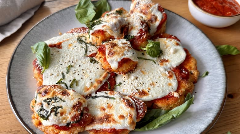 plated crispy cauliflower parmesan 