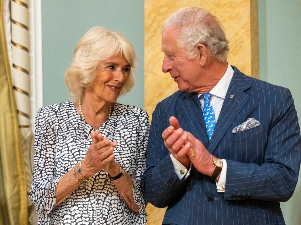 Justin Trudeau, Camilla Parker Bowles, and Prince Charles.