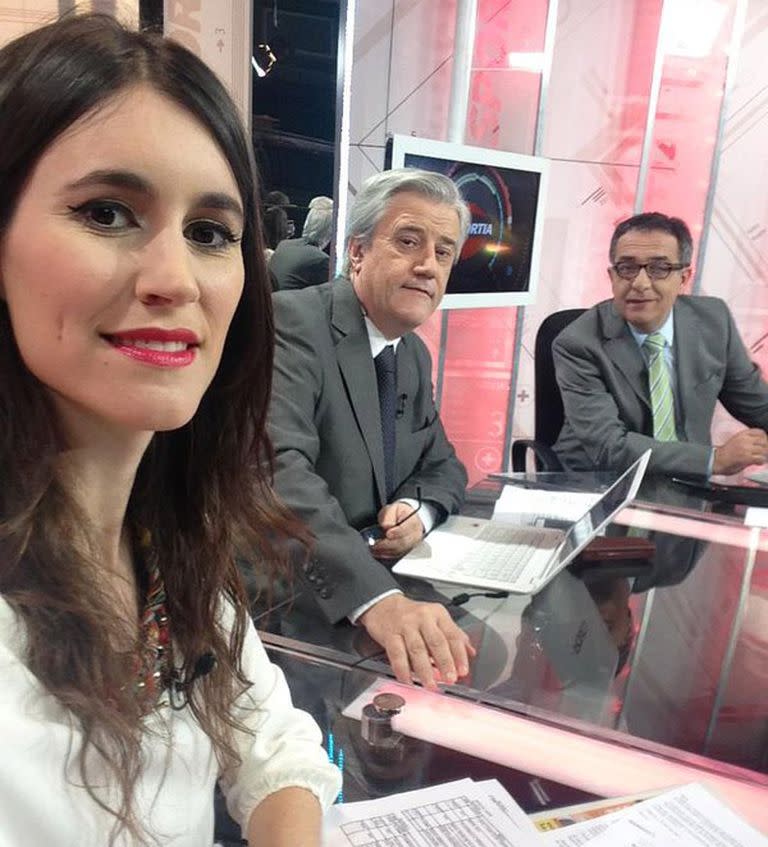 Montesano junto a Cecilia Franco y Alejandro Fabbri, en Sportia.